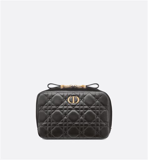 dior caro pouch black cannage lambskin|CHRISTIAN DIOR Lambskin Mini Cannage Round Caro .